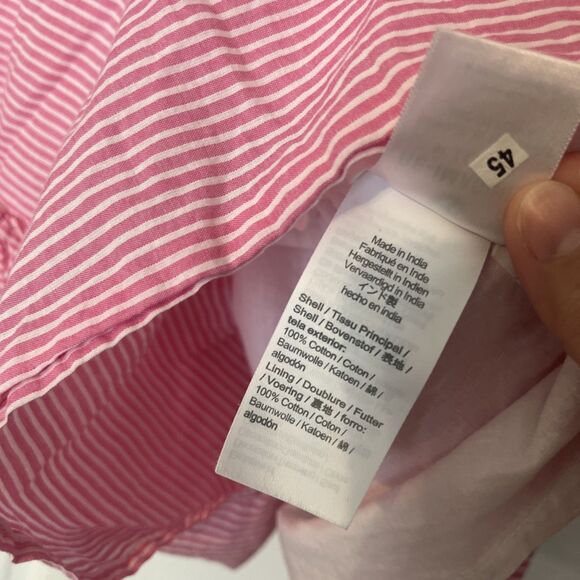 J. Crew Smocked Mini Dress Medium Tiered Pink Striped Ruffle Cottage Prairie - Picture 5 of 9